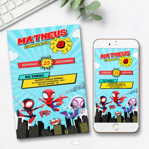 Convite Digital Spidey e Seus Amigos Espetaculares