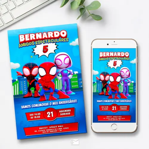 Convite Digital Spidey e Seus Amigos Espetaculares