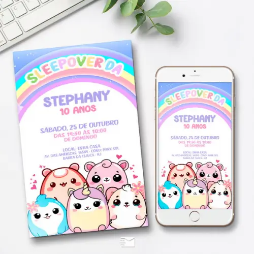 Convite Digital Squishmallows