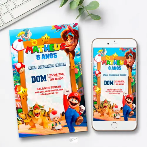 Convite Digital Super Mario Bros