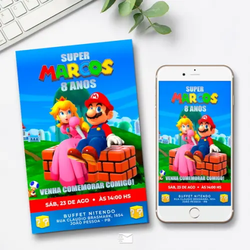Convite Digital Super Mario Bros