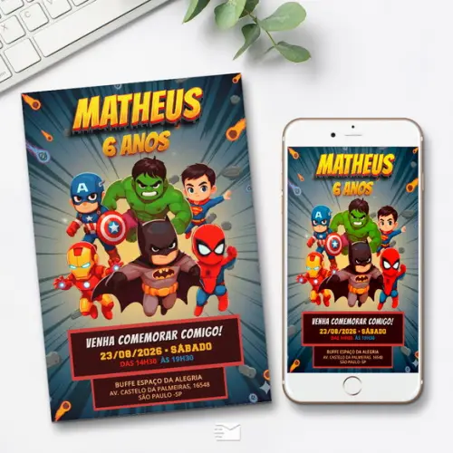 Convite Digital Vingadores