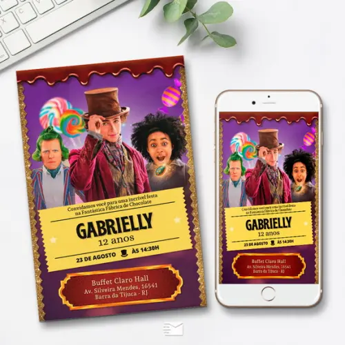 Convite Digital Willy Wonka