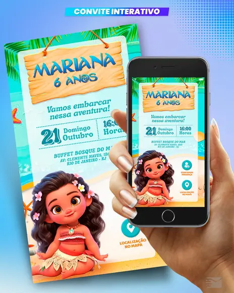 Convite Interativo Moana Baby
