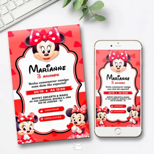 Convite Interativo Minnie Vermelha