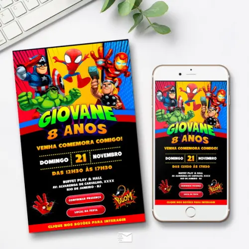 Convite Interativo Vingadores