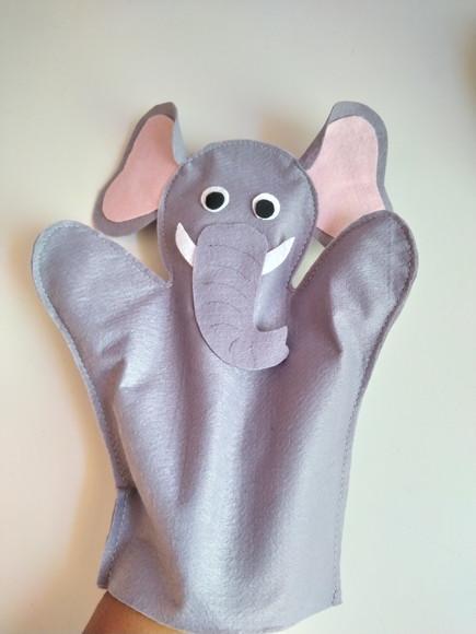 Dupla de Fantoches em Feltro Elefante e Girafa