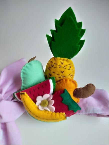 Faixa Tiara Infantil Carmen Miranda com Frutas em Feltro
