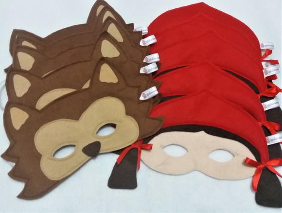 Kit 30 Máscaras Chapeuzinho Vermelho ou Lobo Mau
