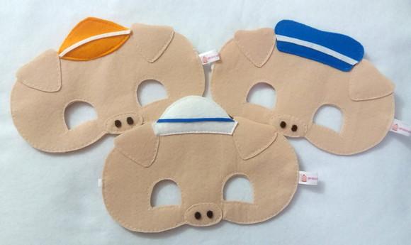 Kit 30 Máscaras Três Porquinhos e Lobo Mau
