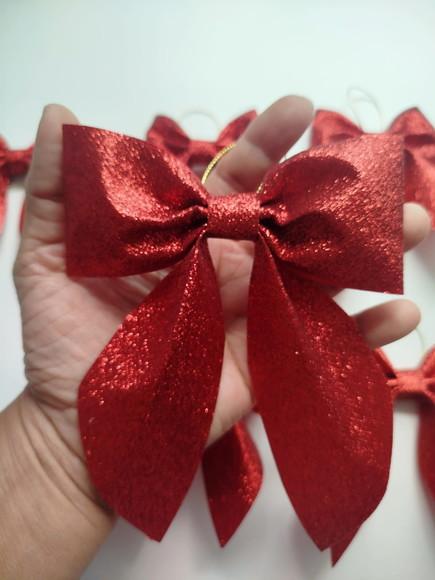 Laços Grandes Vermelho Luxo com Brilho Kit Completo