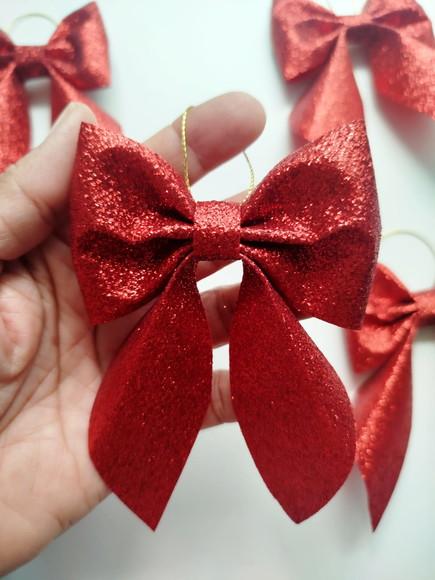 Laços Grandes Vermelho Luxo com Brilho Kit m Completo
