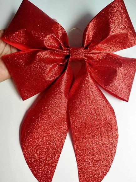 Laços Grandes Vermelho Luxo com Brilho Kit Completo