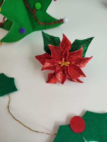 Porta Guardanapo Flor de Natal Vermelha Kit 6 Unidades
