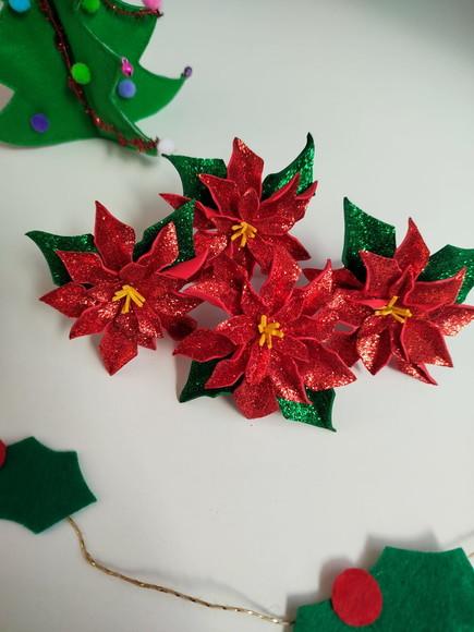 Porta Guardanapo Flor de Natal Vermelha Kit 6 Unidades