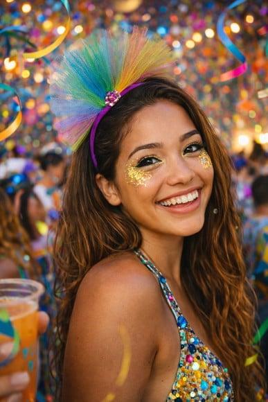 Tiara Carnaval Pom Pom Arco Íris
