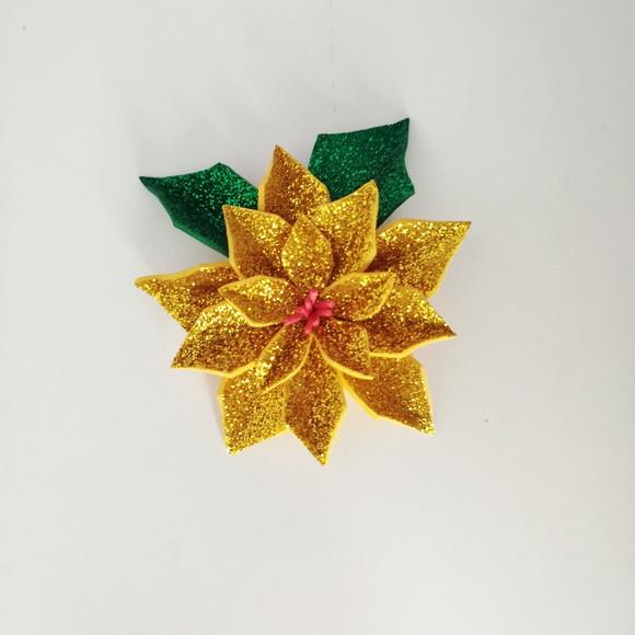 Porta Guardanapo Flor de Natal Dourada Kit 6 Unidades