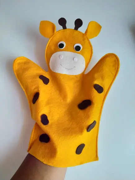 Dupla de Fantoches em Feltro Elefante e Girafa