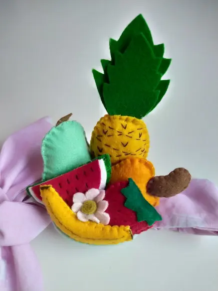 Faixa Tiara Infantil Carmen Miranda com Frutas em Feltro