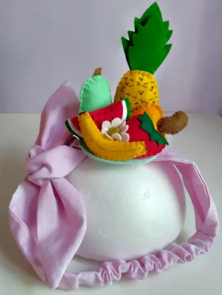 Faixa Tiara Infantil Carmen Miranda com Frutas em Feltro