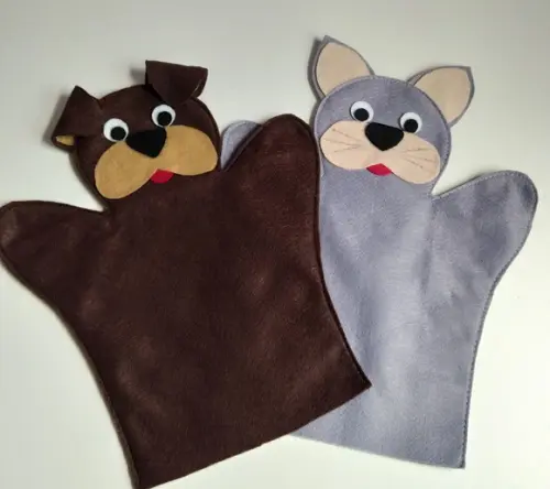 Fantoches em Feltro Gato e Cachorro