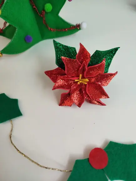 Porta Guardanapo Flor de Natal Vermelha Kit 6 Unidades