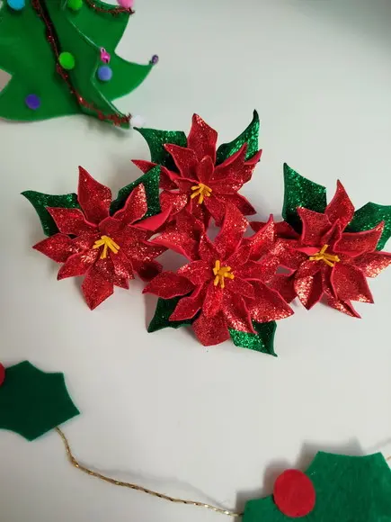 Porta Guardanapo Flor de Natal Vermelha Kit 6 Unidades