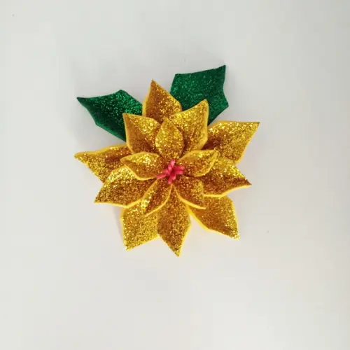 Porta Guardanapo Flor de Natal Dourada Kit 6 Unidades