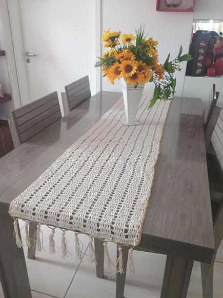 Caminho de Mesa de Crochê Elegance Cru- Ateliê Crochetando