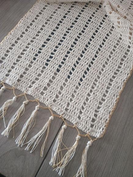 Caminho de Mesa de Crochê Elegance Cru- Ateliê Crochetando