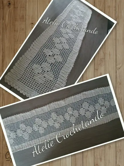 Caminho de Mesa em Crochê Artesanal de Barbante 1,50m Floral