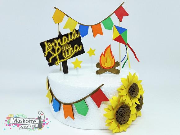 Topo de Bolo Festa Junina Girassol