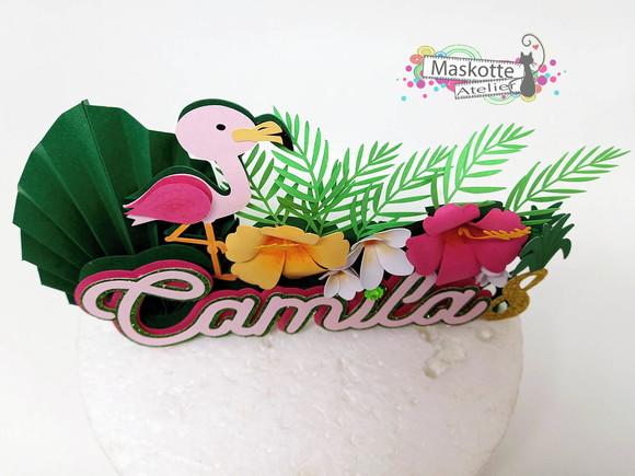 Topo de bolo Flamingo