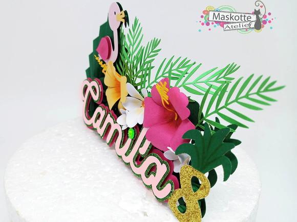 Topo de bolo Flamingo