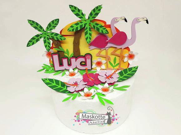 Topo de bolo Flamingo