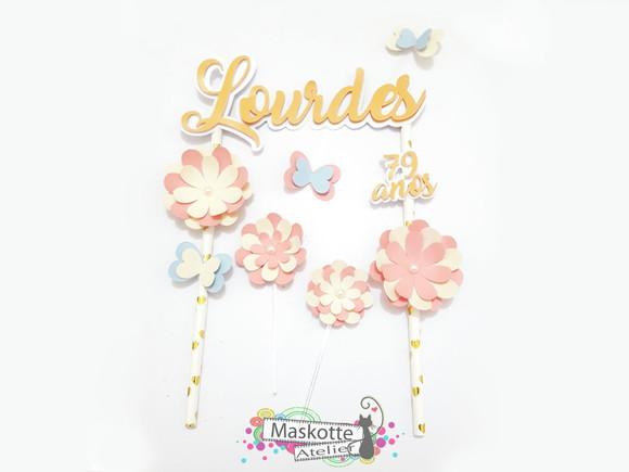 Topo de bolo flores Scrap