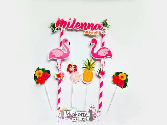 Topo de Bolo Flamingo