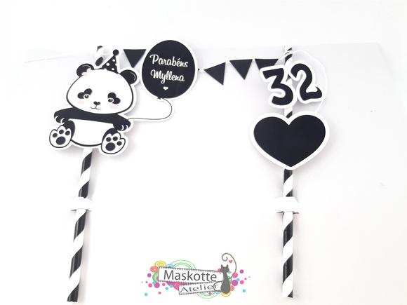 Topo de bolo panda