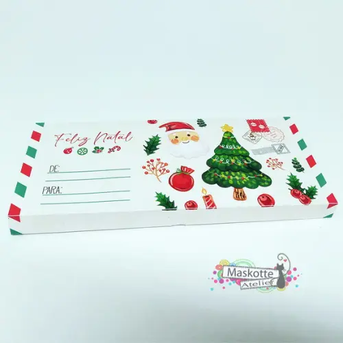 Caixa Cartinha Natal para Barra de Chocolate 80g