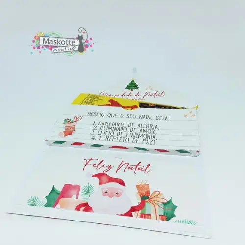 Caixa Cartinha Natal para Barra de Chocolate 80g
