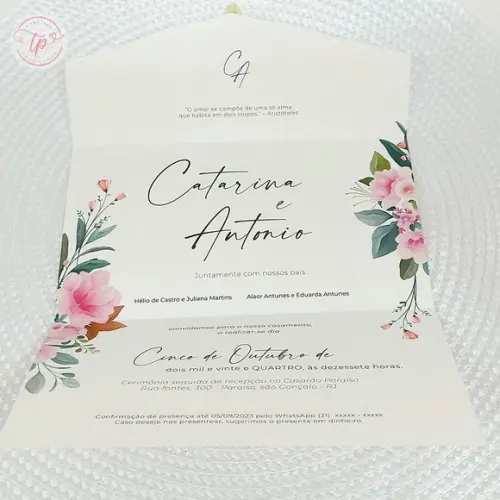 Convite de Casamento - Modelo Helena ( Fechamento Pérola)