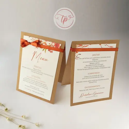 Menu Casamento Modelo Placa