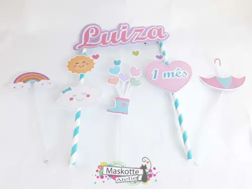 Topo de bolo Chuva de amor