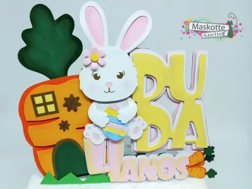 Topo de bolo coelha
