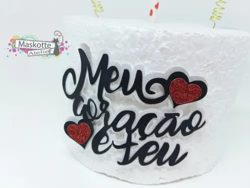 Topo de bolo coração dia dos namorados