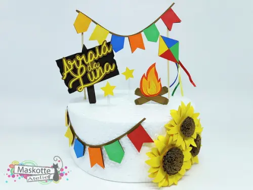 Topo de Bolo Festa Junina Girassol
