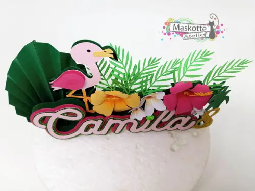 Topo de bolo Flamingo