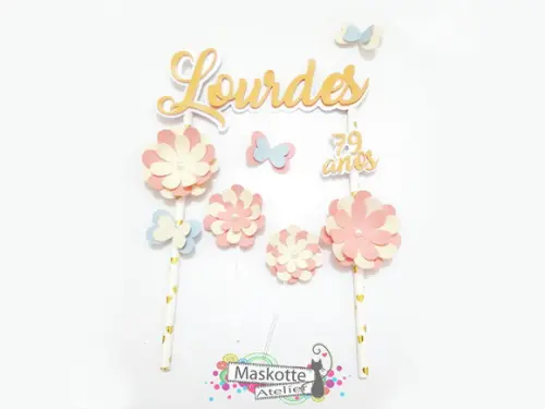 Topo de bolo flores Scrap