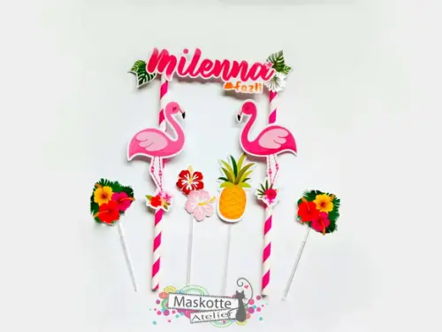 Topo de Bolo Flamingo