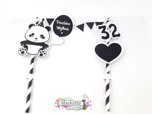 Topo de bolo panda